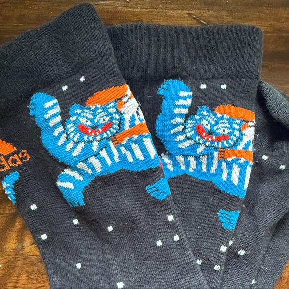 Adidas Men's Black Socks with Blue and Orange Graphic Design - Picture 1 of 2